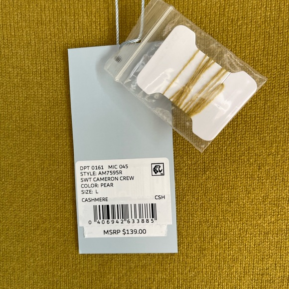 Antonio Melani Cameron Cashmere Crew Neck Sweater. Color-Pear. Large. NWT! - Picture 6 of 10